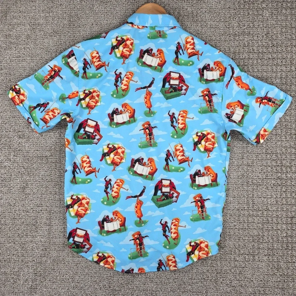 RSVLTS‎ Marvel Deadpool Chimichanga Dreams KUNUFLEX S/S Button Down Shirt Medium